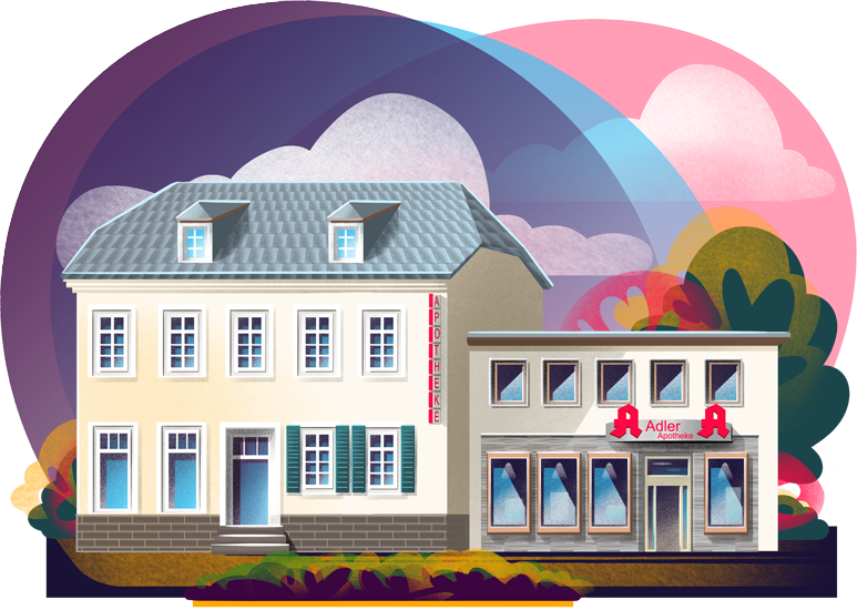 Zeichnung Adler Apotheke Burscheid