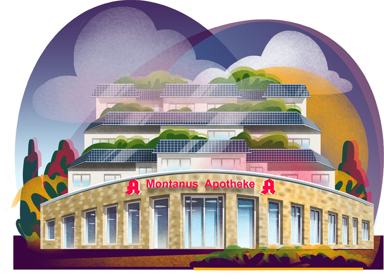 Zeichnung Montanus Apotheke Bergisch Gladbach